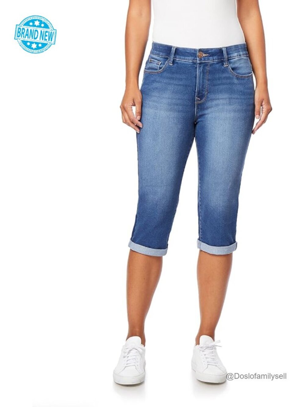 Sculpting Stretch Denim Capri Jeans Mid-Rise 17" Inseam